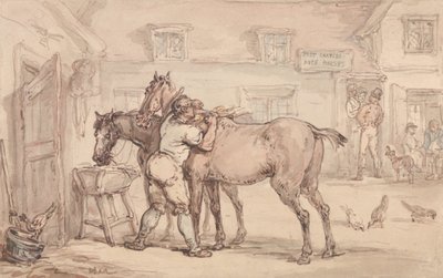 A Livery Stable by Thomas Rowlandson